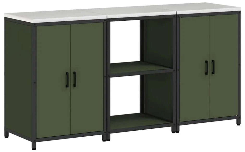 Conjunto de Armazenamento de Cozinha 3 pcs Verde Oliva