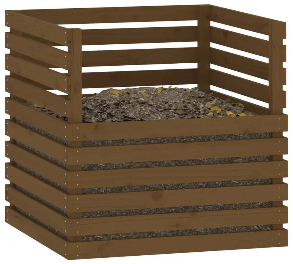 Caixote de compostagem 80x80x78 cm pinho maciço castanho mel