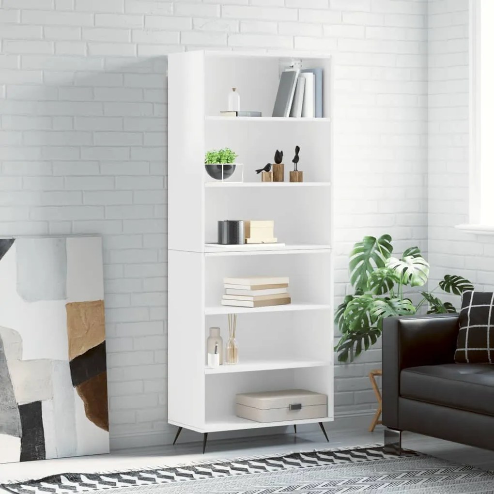 vidaXL Armário alto 69,5x32,5x180cm derivados madeira branco brilhante