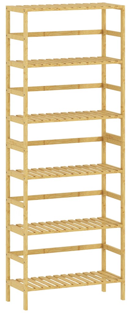 HOMCOM Estante de Bambu de 6 Níveis Prateleiras Ajustáveis para Espaços Pequenos Casa de Banho  Cozinha 60x26x161 cm Madeira | Aosom Portugal