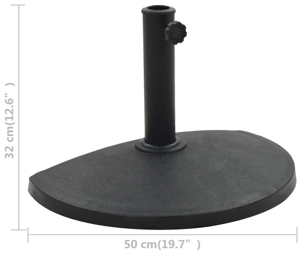 Base de guarda-sol semicircular poliresina 9 kg preto