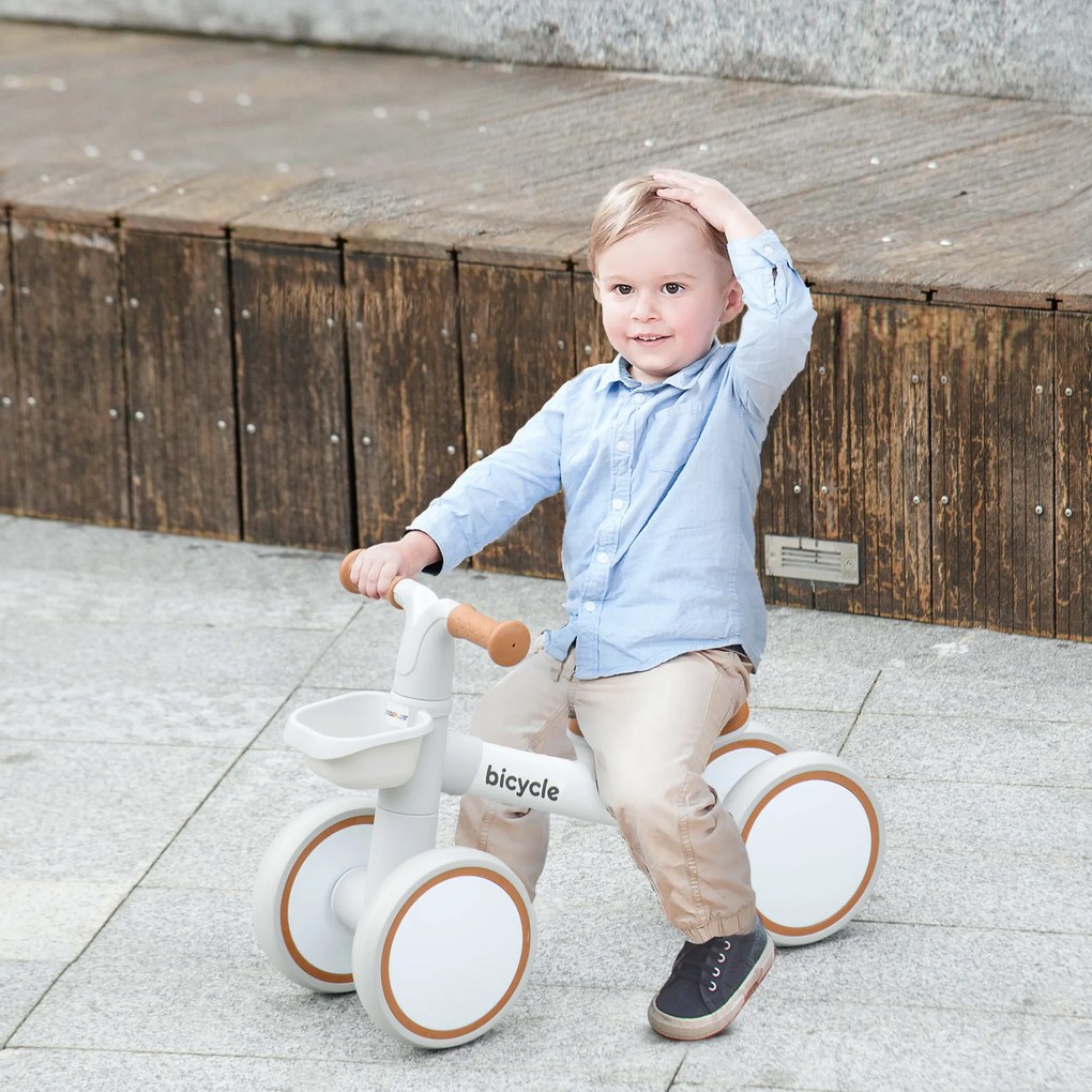 Bicicleta sem Pedais para Crianças de 12-36 Meses Bicicleta de Equilíbrio com Assento Ajustável 56x27x39 cm castaanho