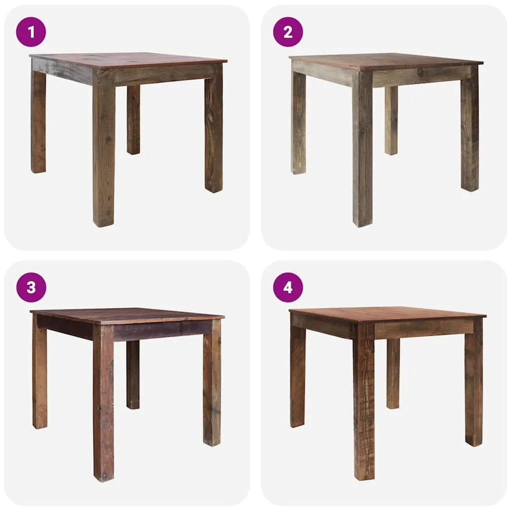 Mesa de jantar mistura de madeiras recicladas 82x80x76 cm