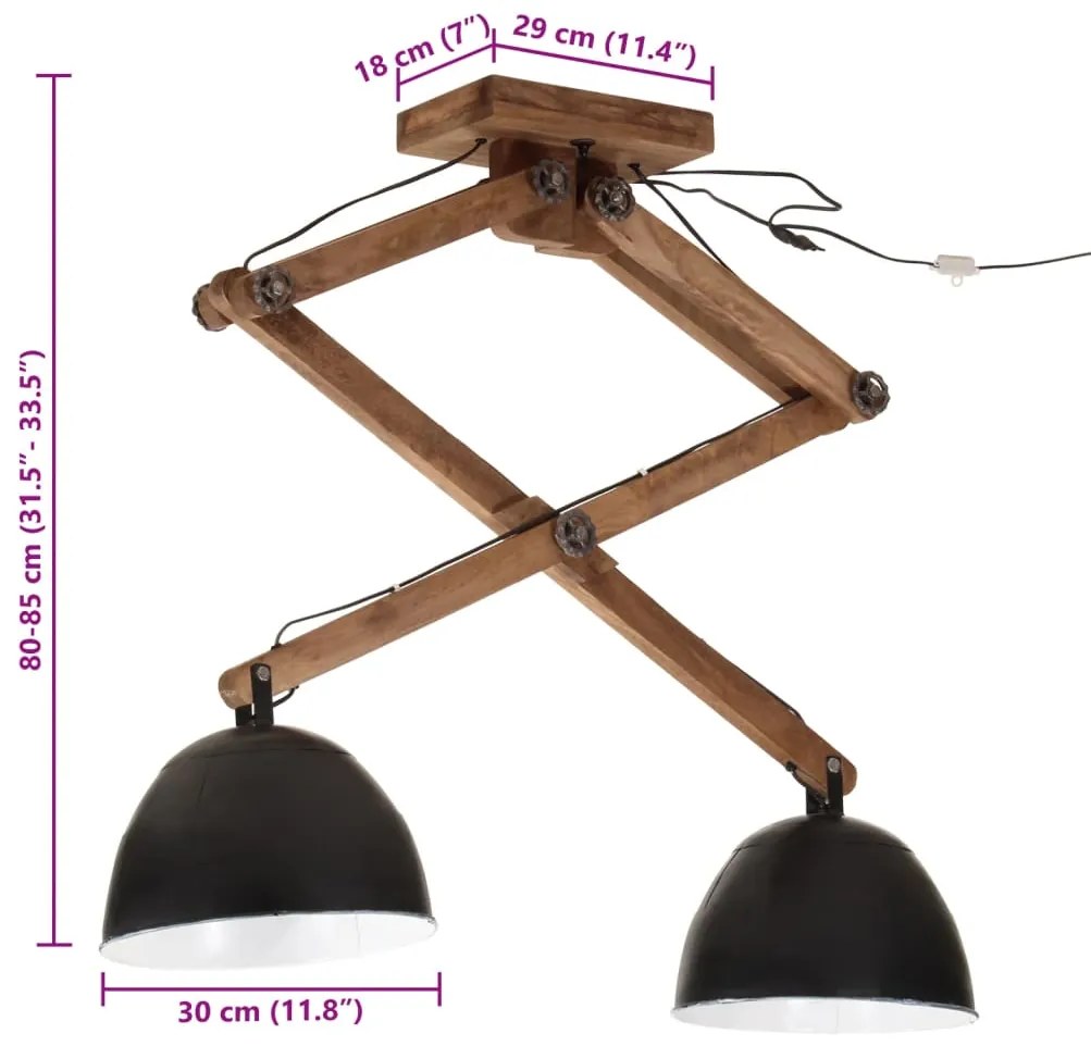 Candeeiro de teto 25 W 29x18x85 cm E27 preto