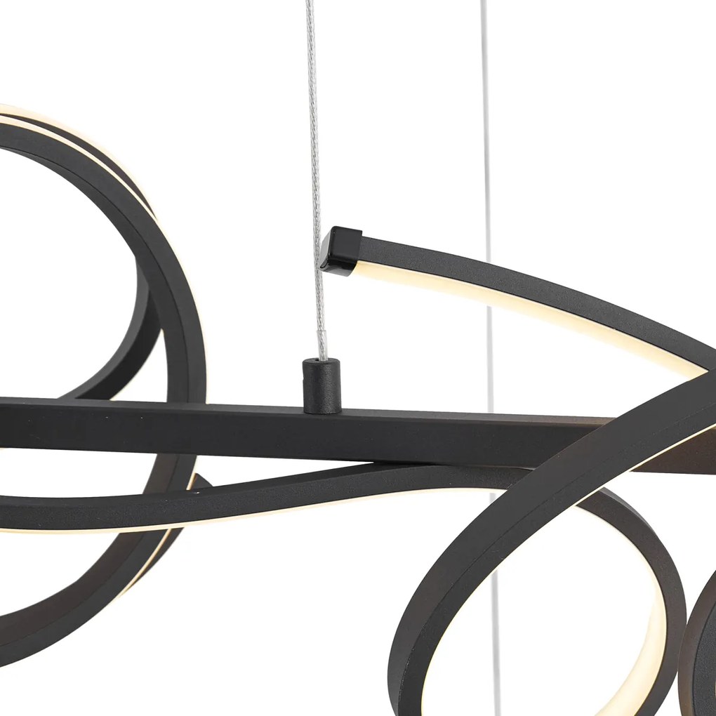 LED Candeeiro suspenso de design preto retangular regulável em 3 níveis - Krisscross Moderno