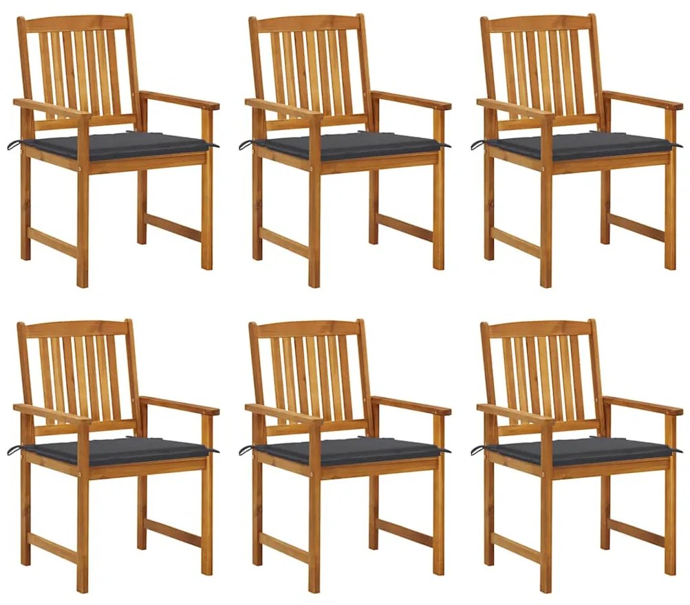 vidaXL Cadeiras de jardim com almofadões 6 pcs acácia maciça