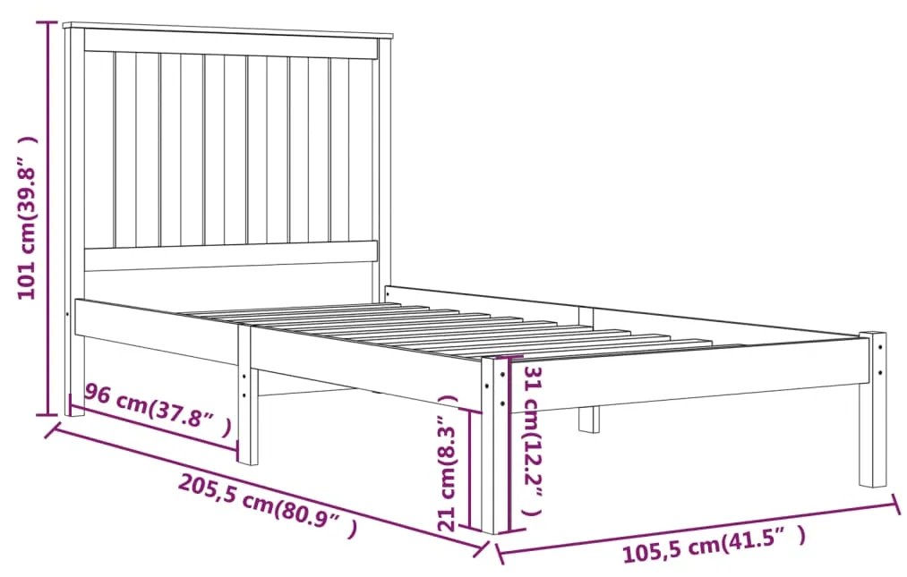 Estrutura de cama 100x200 cm pinho maciço branco