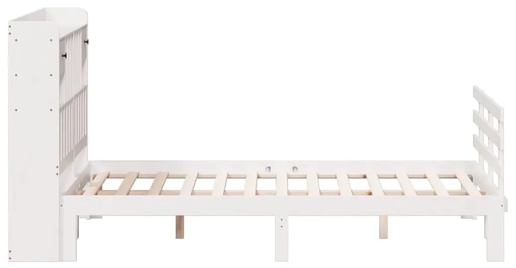 Cama com estante sem colchão 140x200 cm pinho maciço branco