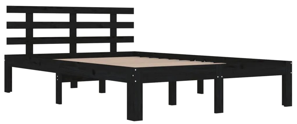 Estrutura de cama 200x200 cm madeira maciça preto