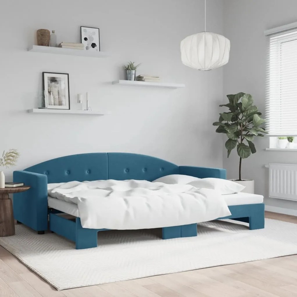 vidaXL Sofá-cama com gavetão 80x200 cm veludo azul