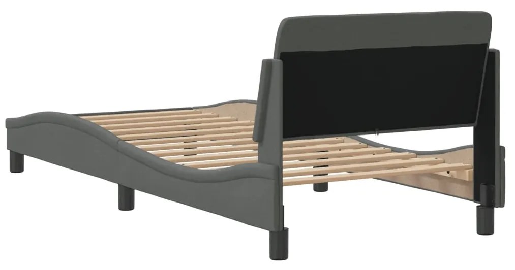 Estrutura de cama sem colchão 90x200 cm tecido cinzento-escuro