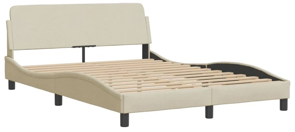 Cama com colchão 140x200 cm tecido cor creme