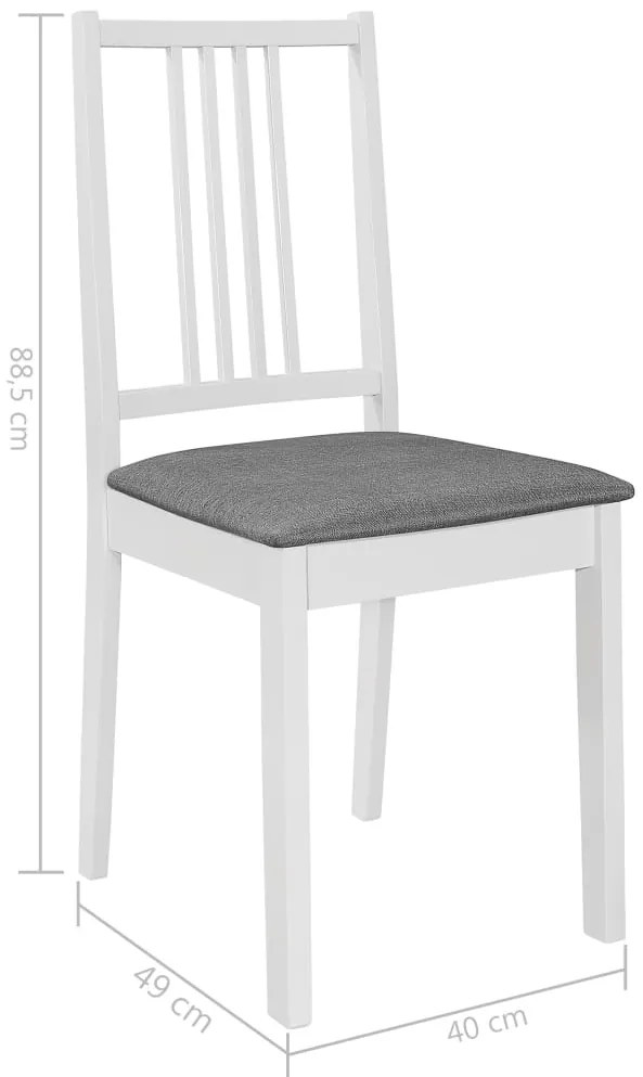 Cadeiras de jantar com almofadões 6 pcs madeira maciça branco
