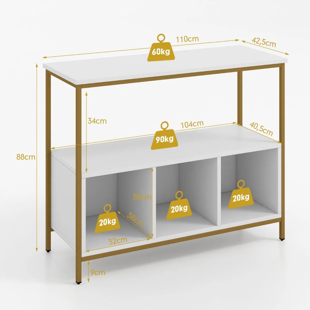 Aparador Mealhada com 3 Compartimentos Abertos – 110x42,5x88 cm – Bran