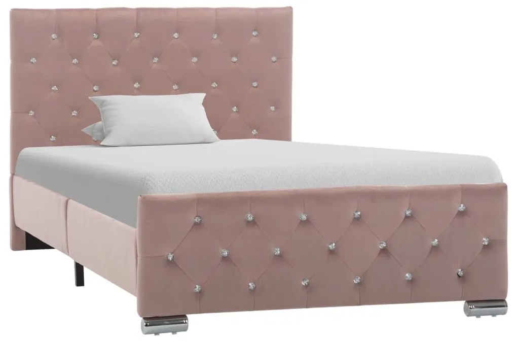 vidaXL Estrutura de cama 100x200 cm veludo rosa