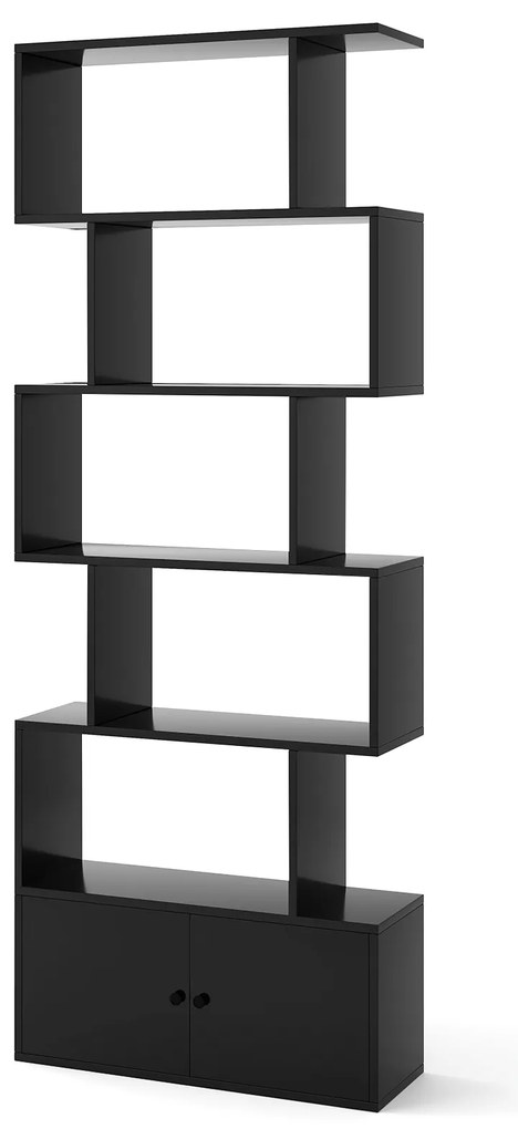 Estante em formato de S com armário de armazenamento para sala de estar branca