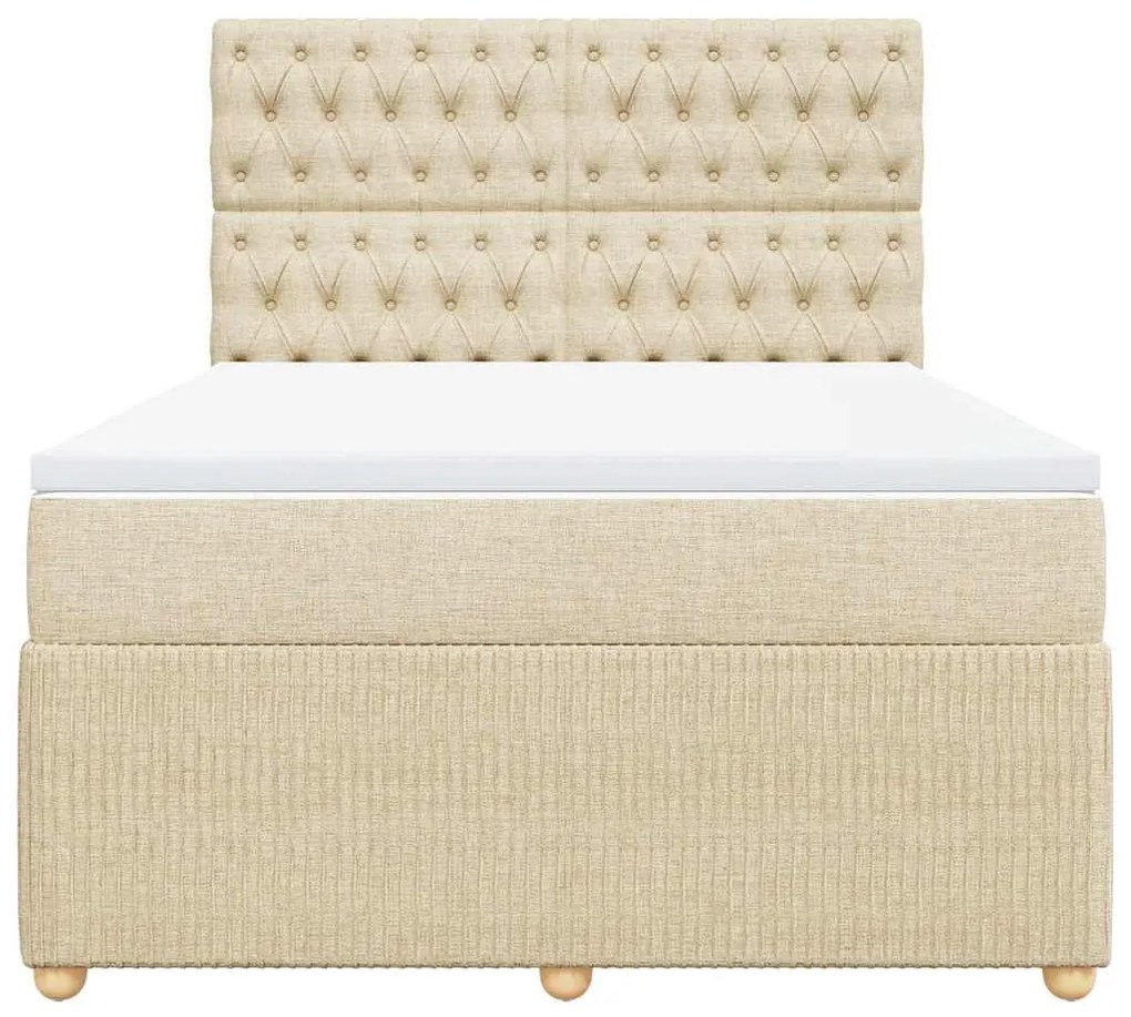 Cama com molas/colchão 140x200 cm tecido cor creme