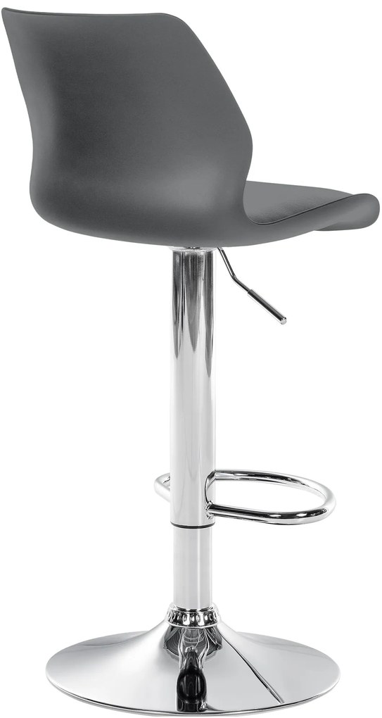 Banco alto Gilbert em plástico com estrutura cromada 82-102 x 39 x 42 cm Cinzento