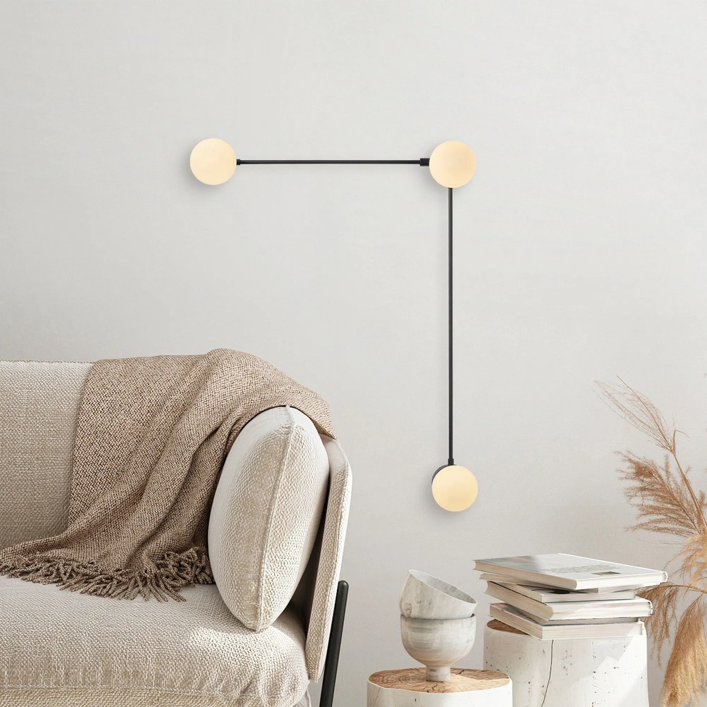 Aplique de Parede Domino – Preto e Creme – 60 x 16 x 78 cm