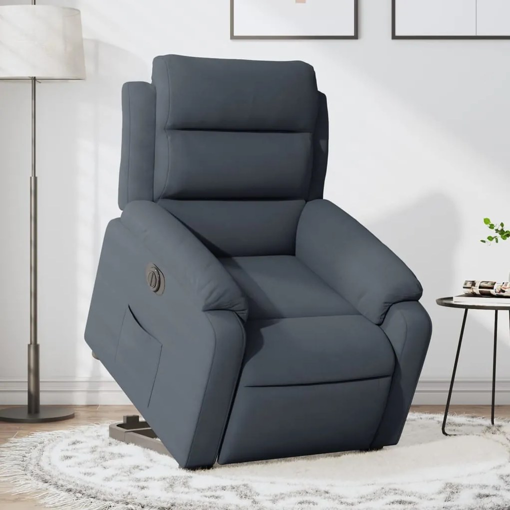 vidaXL Poltrona reclinável elevatória elétrica veludo cinzento-escuro
