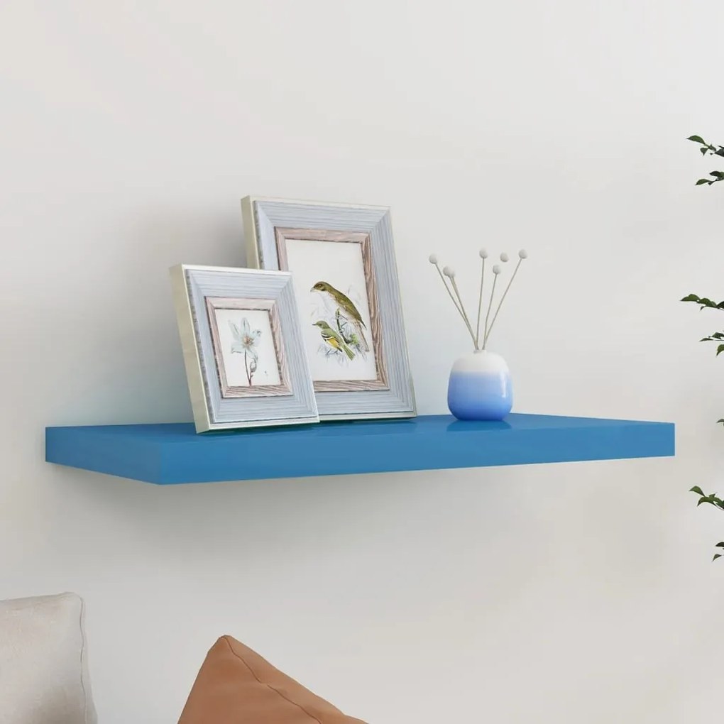 vidaXL Prateleira de parede suspensa 60x23,5x3,8 cm MDF azul