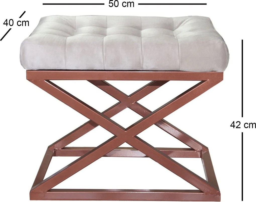 Pouffe Capraz – Cobre e Branco – 50x42x40 cm