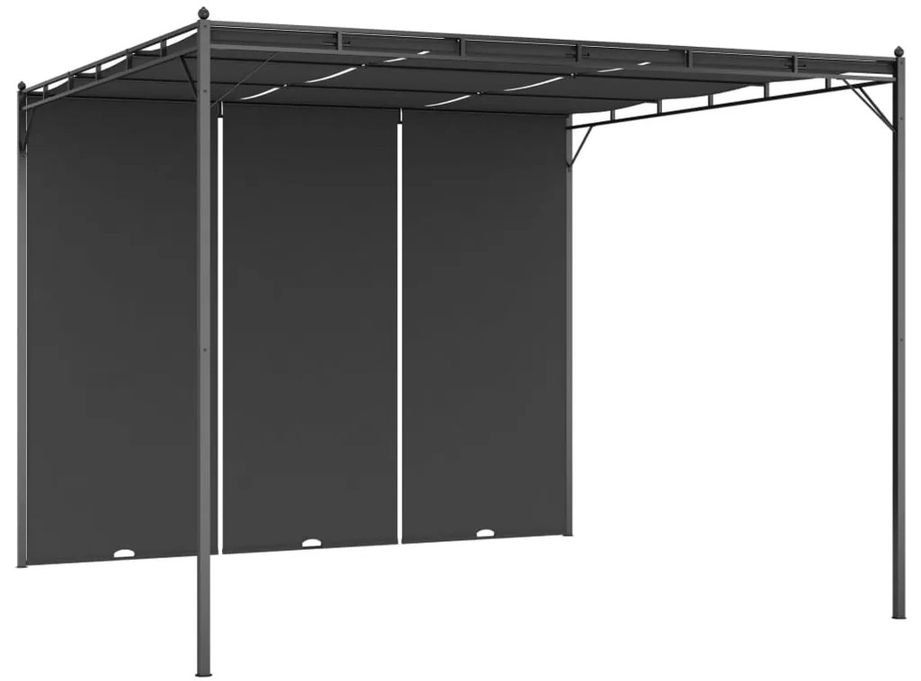 Gazebo de jardim com cortina lateral 3x3x2,25m antracite