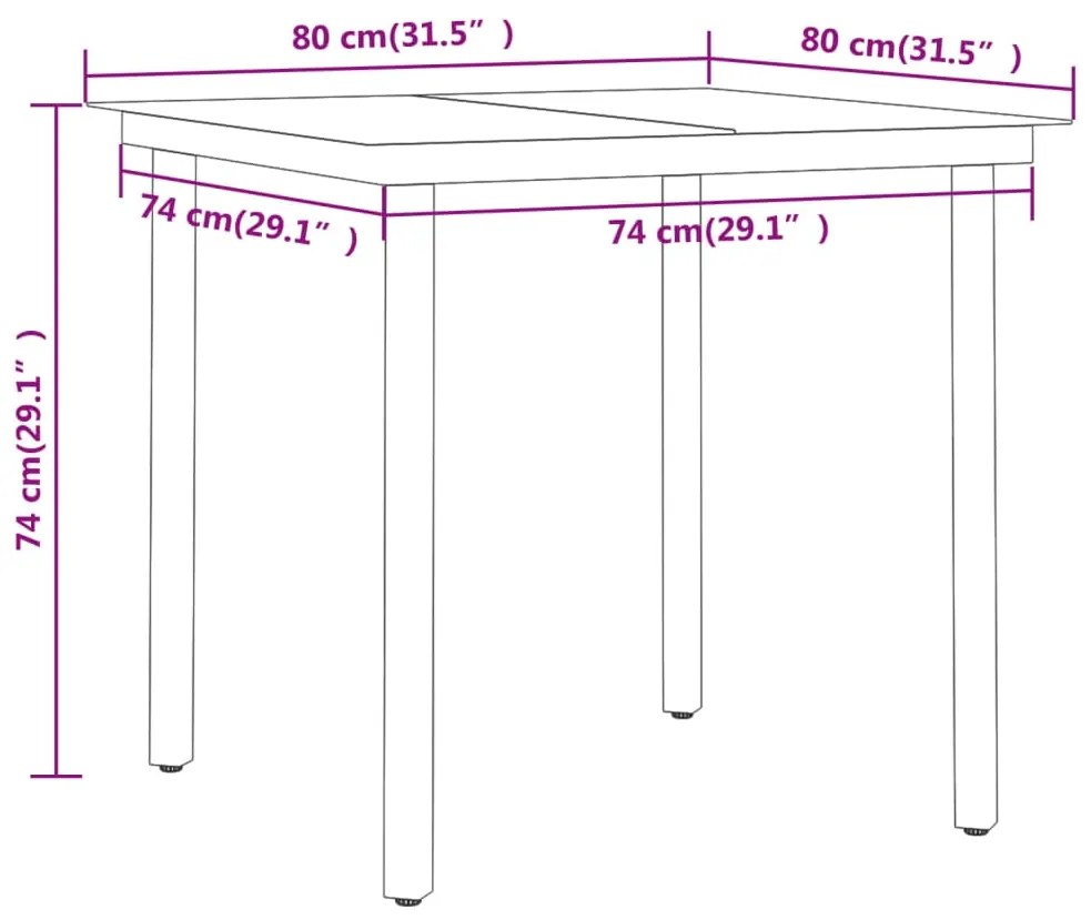 3 pcs conjunto de jantar para jardim com almofadões bege