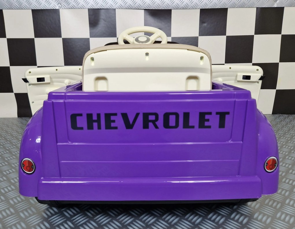 Carro elétrico para Crianças Chevrolet 3100 pick-up 12 V Pneus Borracha EVA e Assento de couro Roxo