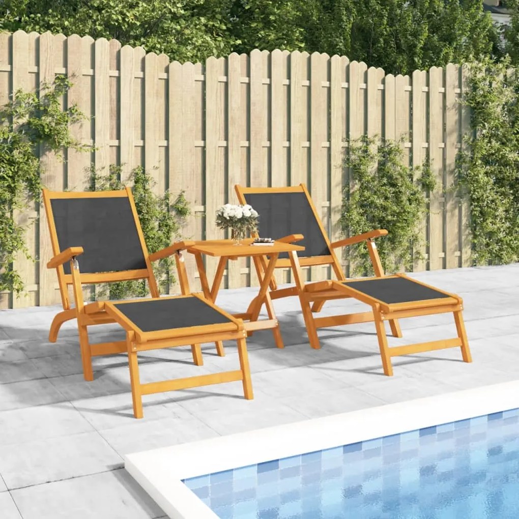 vidaXL Cadeiras de terraço p/ exterior c/ mesa acácia maciça/textilene