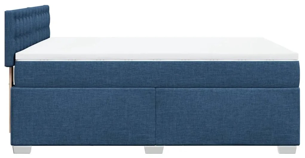 Cama com molas/colchão 140x200 cm tecido azul