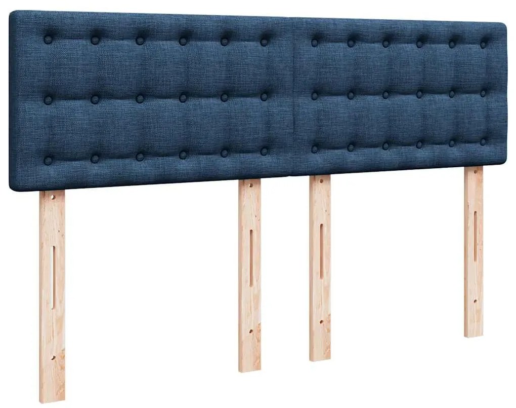 Cama com molas/colchão 160x200 cm tecido azul