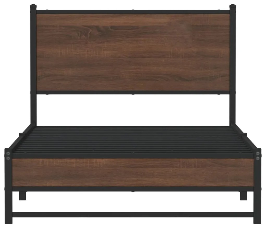 Estrutura de cama sem colchão 100x200cm metal carvalho castanho