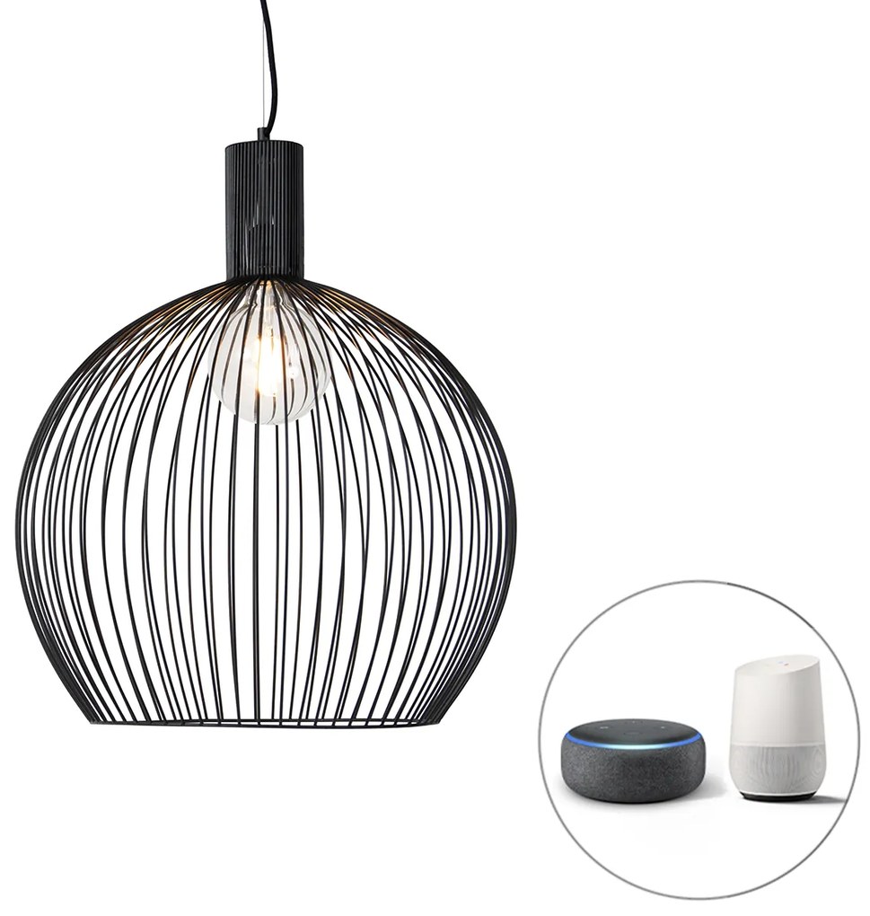 LED Candeeiro de suspensão redondo inteligente preto 50 cm com Wi-Fi G95 - Dos Moderno