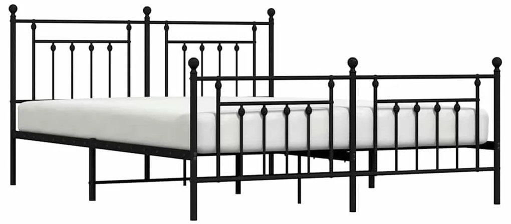Estrutura de cama com cabeceira e pés 183x213 cm metal preto
