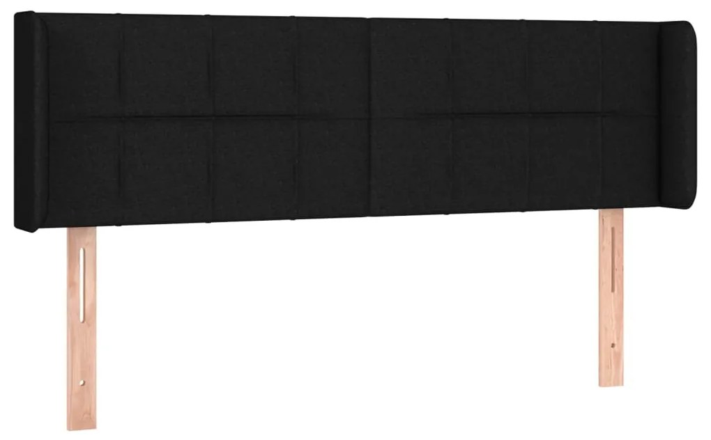 Cabeceira de cama c/ luzes LED tecido 147x16x78/88 cm preto