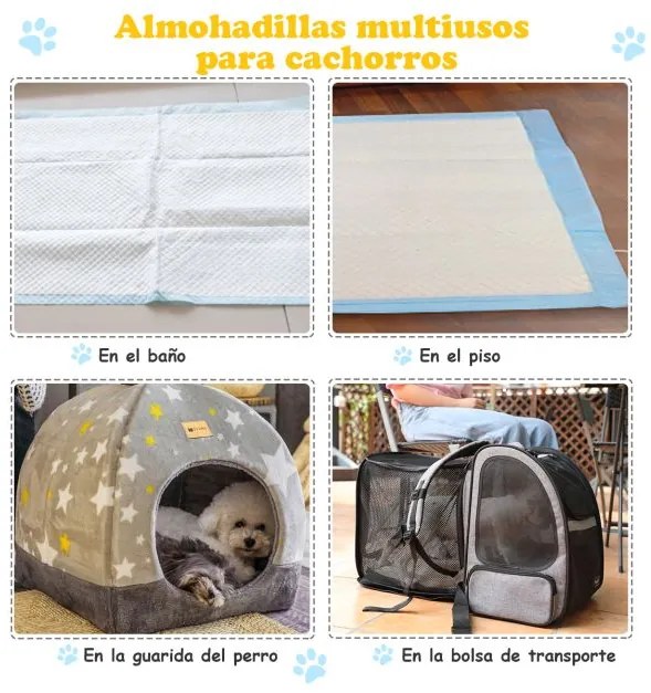 Tapete absorvente descartável 100 unidades de secagem rápida para cães com controlo de odores Almofada para fraldas descartável 76 x 91 cm Azul