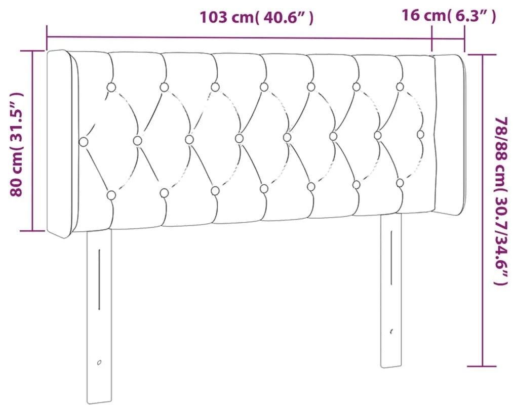 Cabeceira cama abas tecido 103x16x78/88 cm cinzento-acastanhado