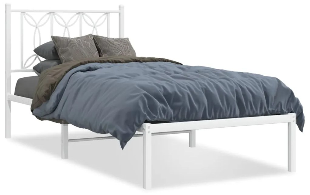 Estrutura de cama com cabeceira 90x200 cm metal branco