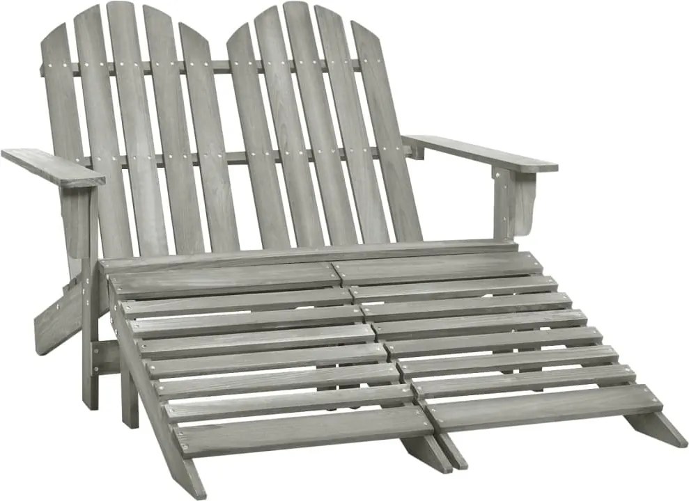 vidaXL Cadeira de jardim e otomano Adirondack 2 lugares abeto cinzento