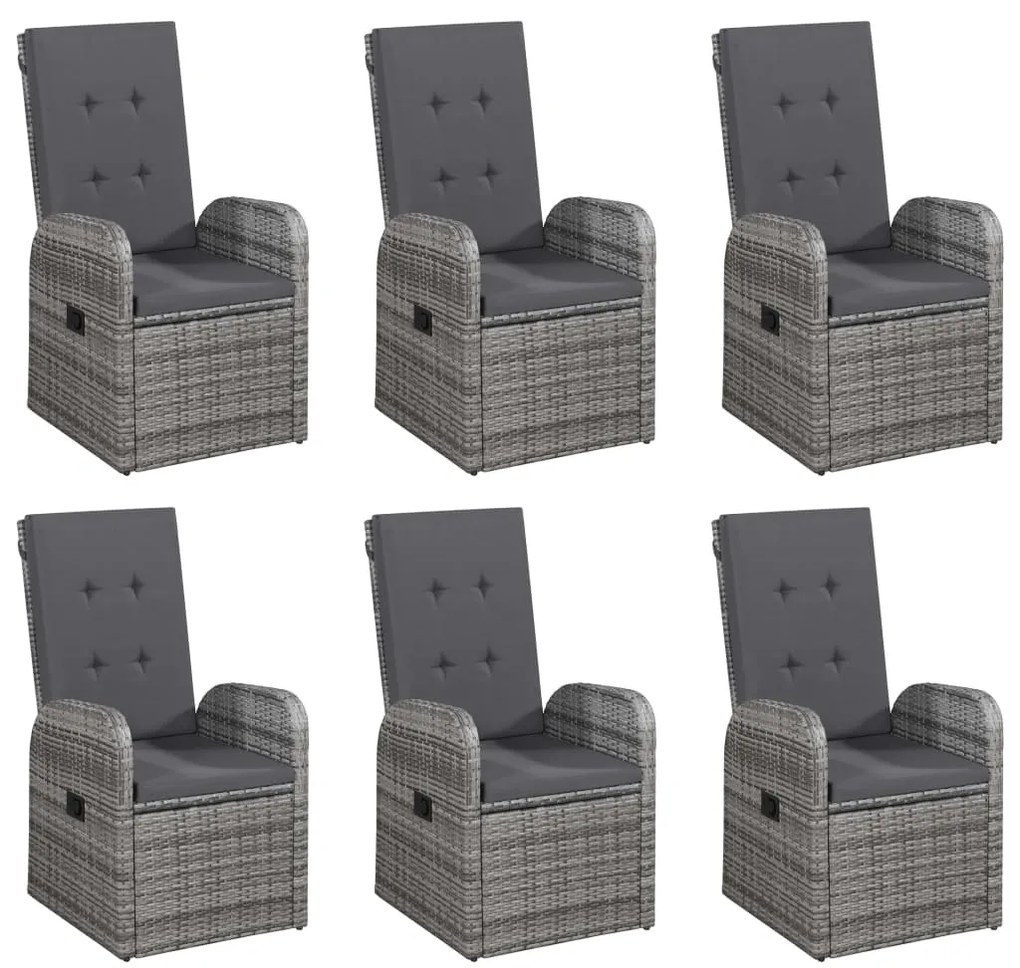 7 pcs conjunto de jantar de jardim cinzento