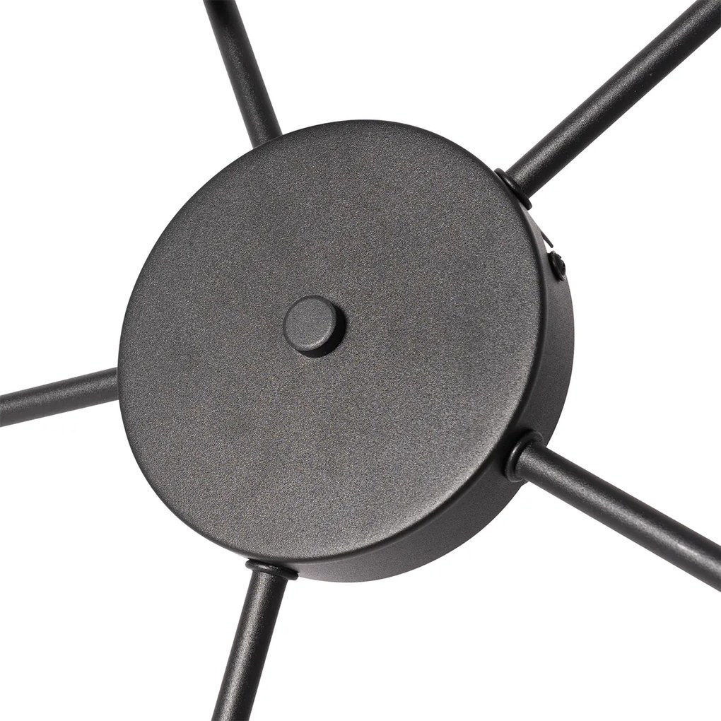 Candeeiro de teto preto com interior dourado 5 luzes - Multidrum Moderno