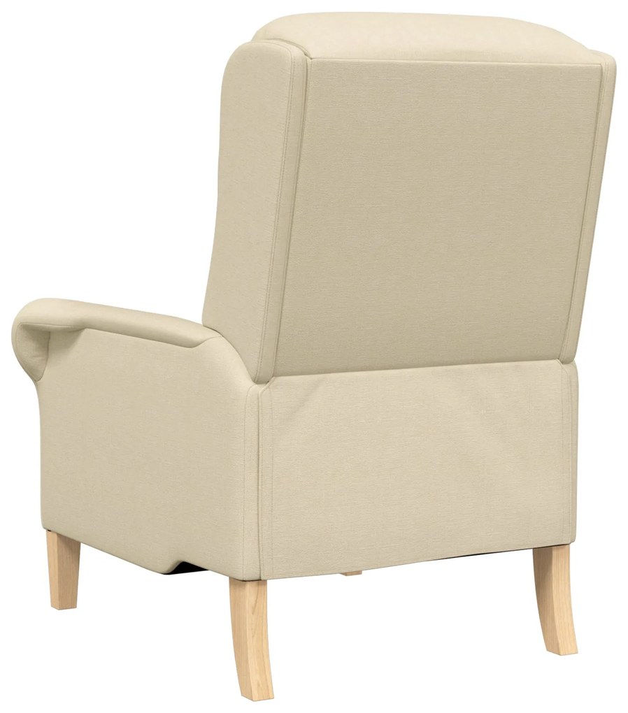 Poltrona Moderna Creme Tecido e Madeira Média Poltrona Creme