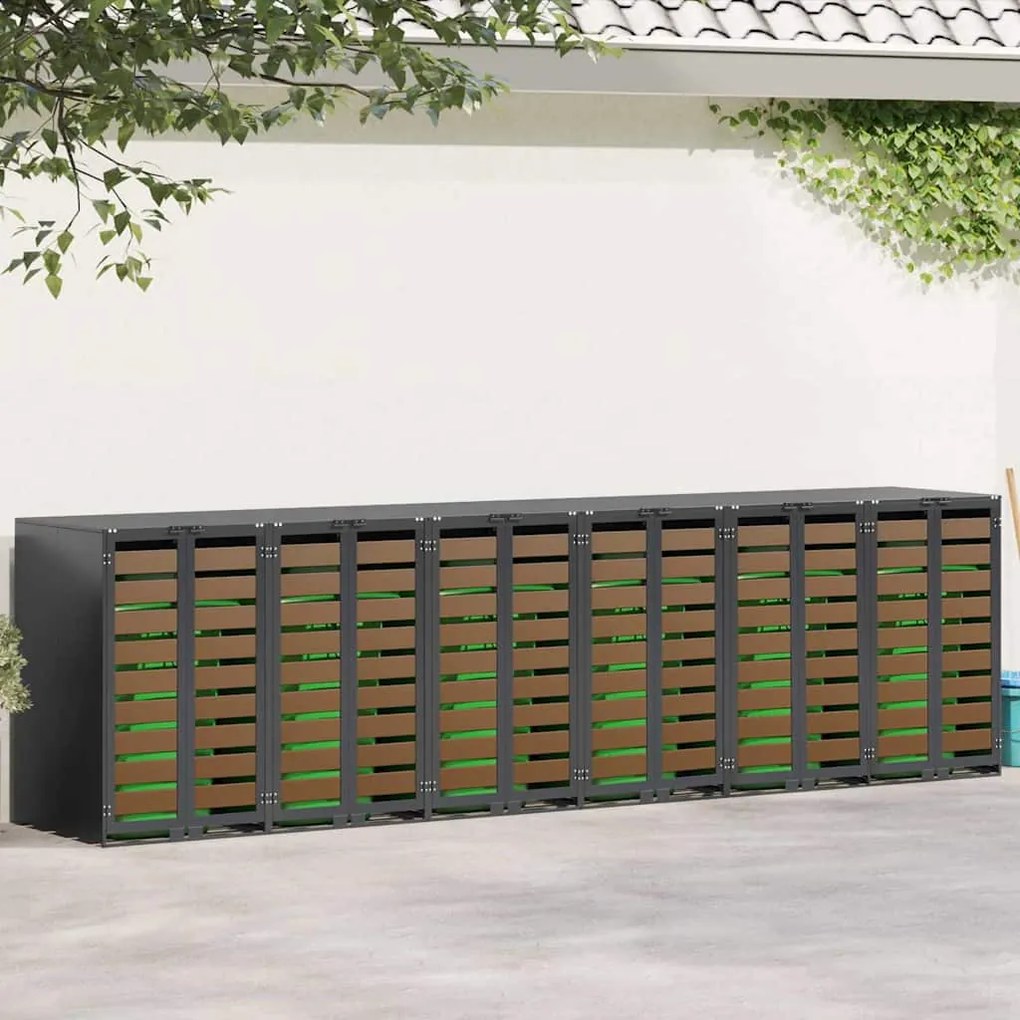 vidaXL Armazenamento para Lixeiras Móveis para 3 Caçambas Antracite