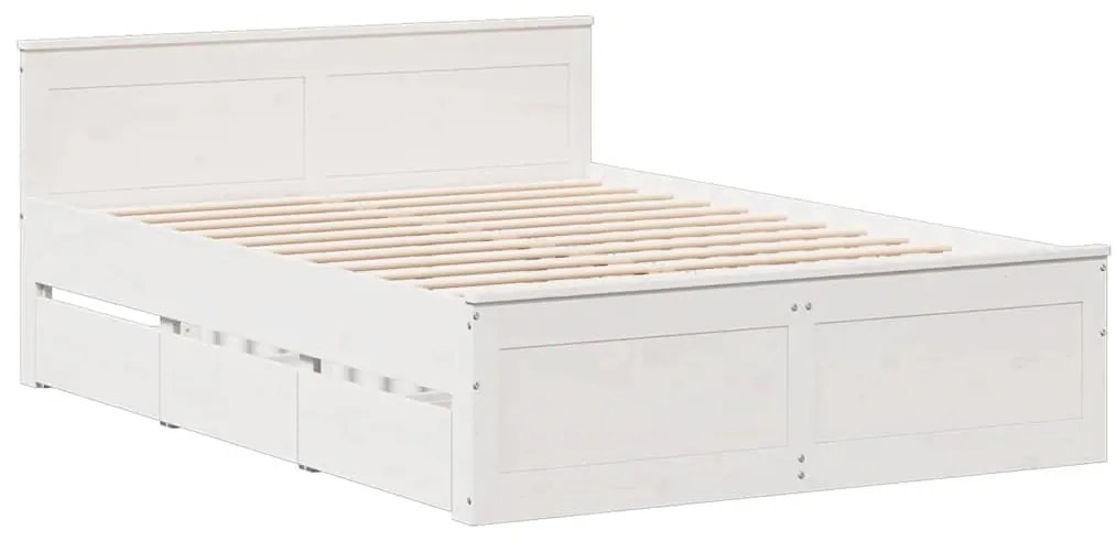 Cama sem colchão com cabeceira 140x190 cm pinho maciço branco