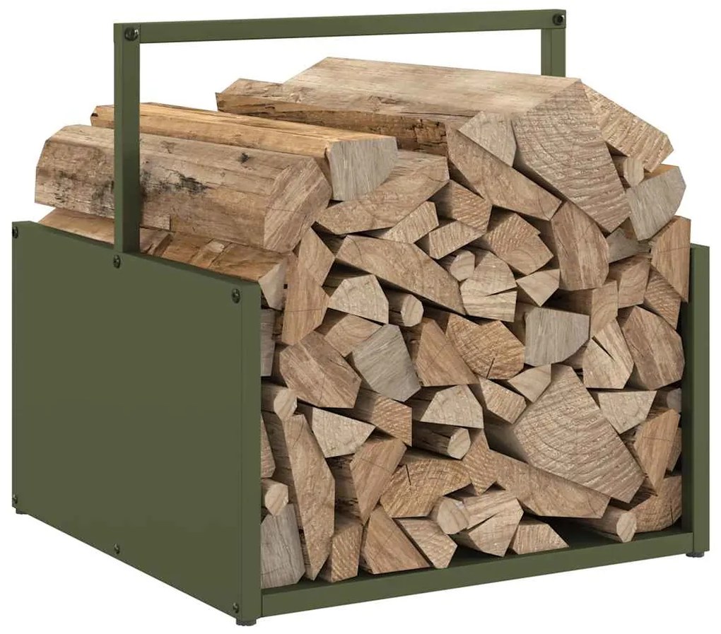 Suporte para lenha aço laminado a frio verde azeitona