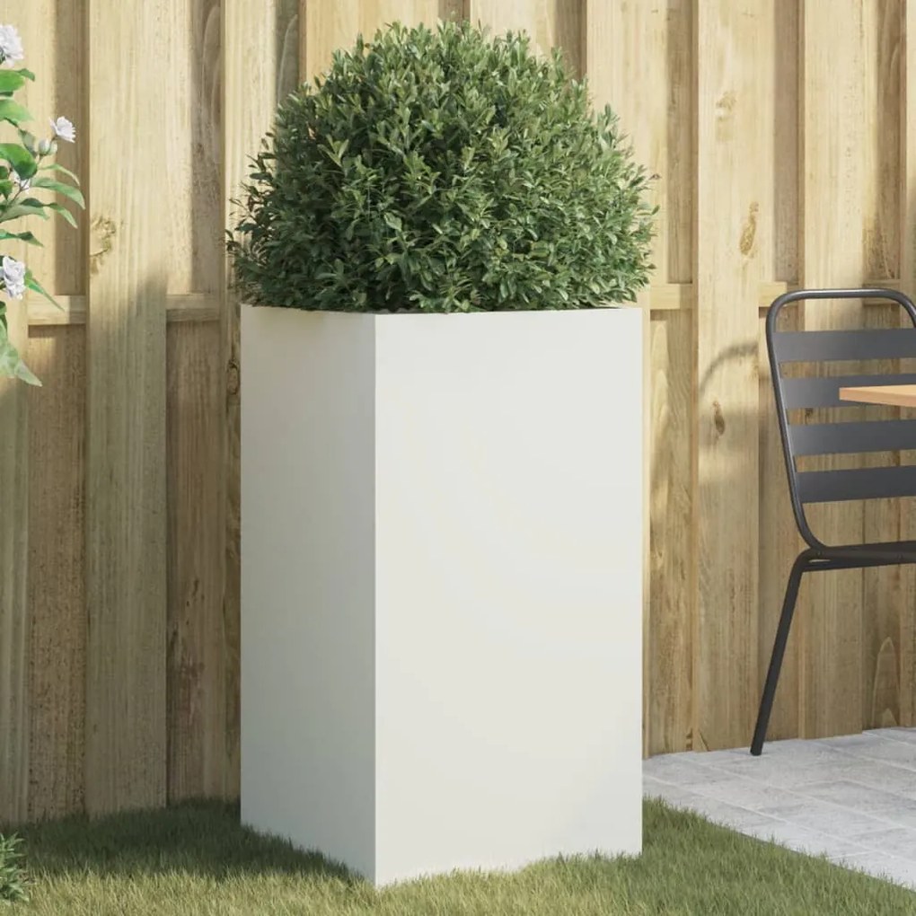 Vaso/floreira 42x38x75 cm aço branco