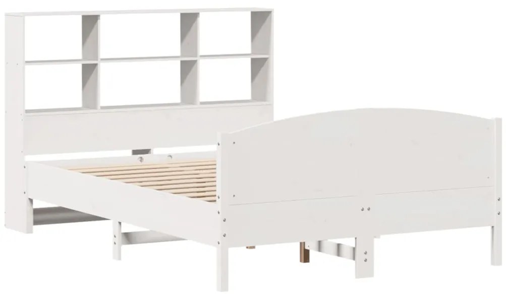 Cama com estante sem colchão 120x190 cm pinho maciço branco