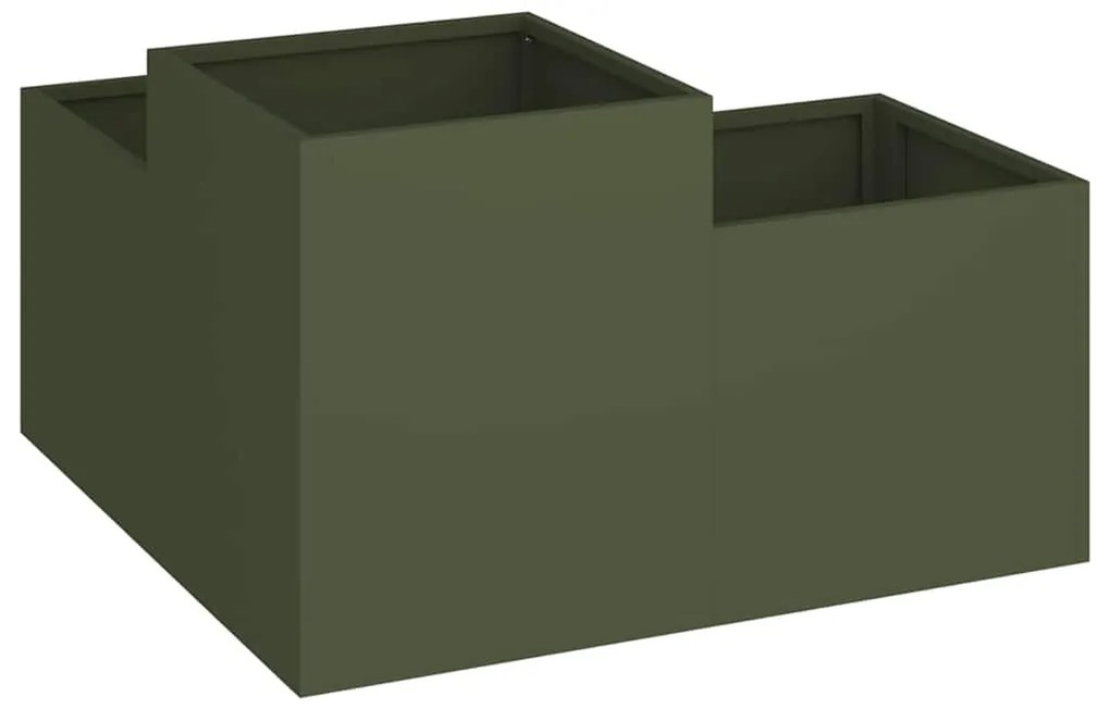 Plantadeira para Jardim vidaXL 100x100x48 cm Verde-azeitona Aço
