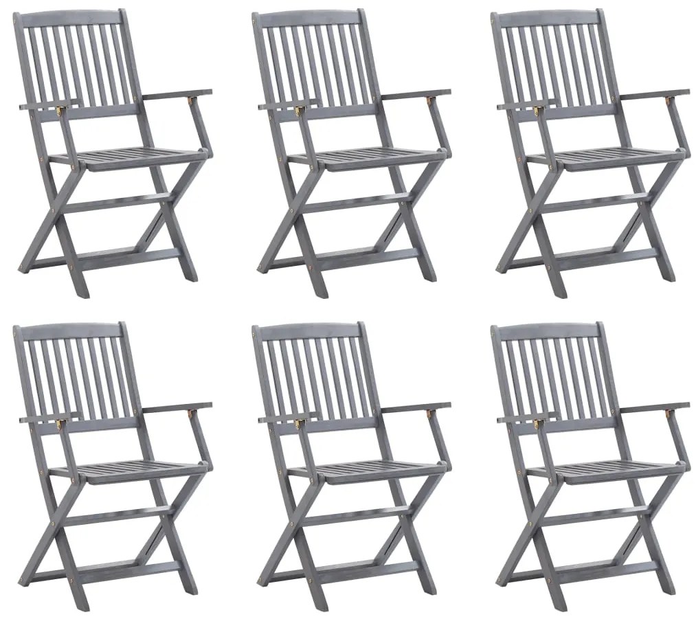 Cadeiras de exterior dobráveis 6 pcs madeira de acácia maciça